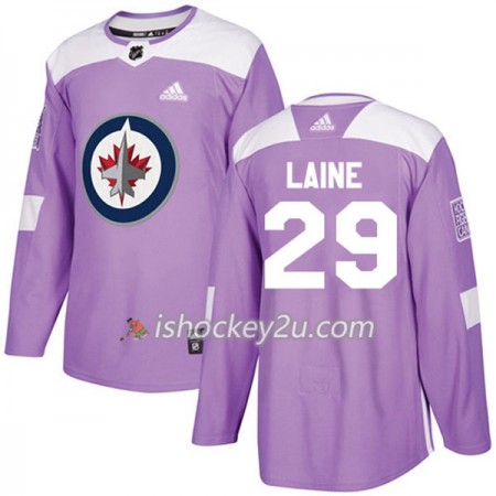 Mænd NHL Winnipeg Jets Trøje Patrik Laine 29 Adidas 2017-2018 Lilla Fights Cancer Practice Authentic